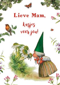 Lieve kabouterkaart met heel veel kusjes voor mam