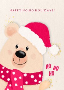 Lieve kerstkaart met ijsbeertje - Ho ho holidays