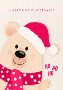 Lieve kerstkaart met ijsbeertje - Ho ho holidays