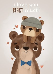 Lieve vaderdagkaart met beertjes, I love you beary much!