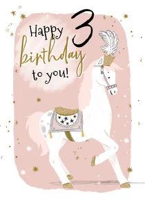 Lieve verjaardagskaart met circuspaardje en kleine sterren