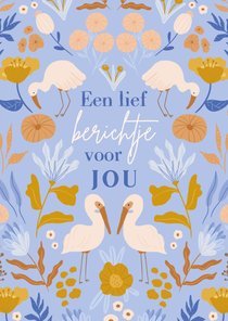 Lieve wenskaart met vogels en bloemen