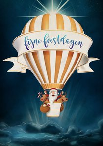 Luchtballon met kerstman en rendieren met kerstster