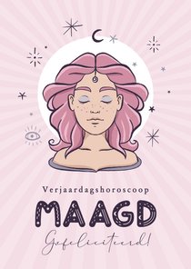Maagd horoscoop verjaardagskaart illustratie zodiac