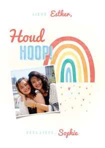 Make-A-Wish kaartje houd hoop met regenboogje en hartjes