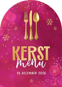 Menukaart boogkaart sprankelend kerstdiner sneeuw sterren