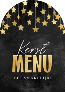 Menukaart boogvorm sterren goud krijtbord kerstdiner