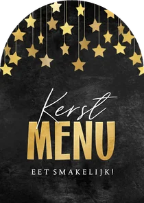 Menukaart boogvorm sterren goud krijtbord kerstdiner