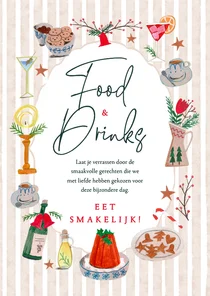 Menukaart doodles kerstdiner maaltijden en dranken