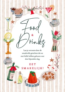 Menukaart doodles kerstdiner maaltijden en dranken