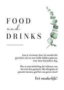 Menukaart food drinks stijlvol klassiek eucalyptus