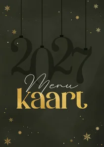Menukaart kerst stijlvol 2027 sneeuwvlokjes goudlook