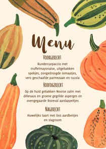 Menukaart pompoenen herfst feest halloween