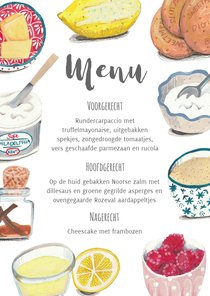 Menukaart recept ingredienten taart