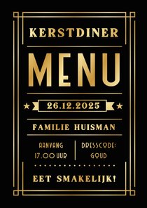 Menukaart voor het kerstdiner in filmposter Art-deco stijl
