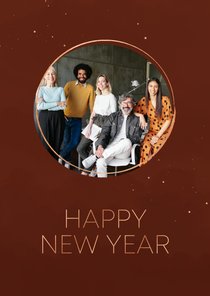 Minimalistische nieuwjaarskaart happy new year koperlook