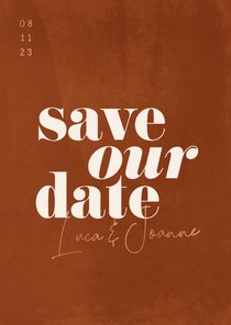 Minimalistische save the date roestbruin met waterverf