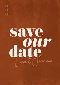 Minimalistische save the date roestbruin met waterverf