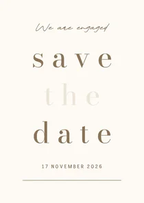 Minimalistische trouwkaart beige met bruin save the date