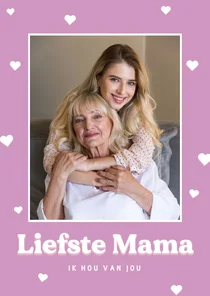 Modern fotokaartje lila moederdag met hartje