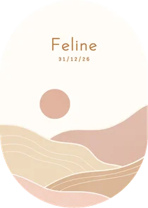 Modern geboortekaartje ovaal met landschap roze