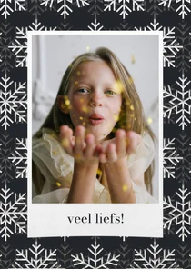 Moderne fotokaart met zilveren sneeuwvlokken