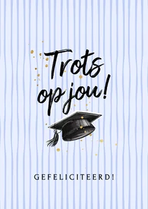 Moderne geslaagd kaart trots op jou afstudeerhoed strepen