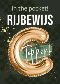 Moderne geslaagdkaart rijbewijs C folieballon goud spetters