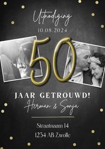 Moderne jubileumkaart 50 jaar met confetti en foto's