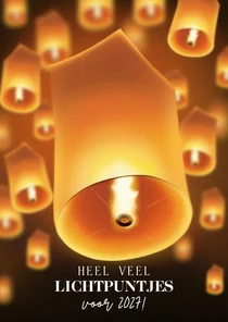 Moderne kerstkaart wensballon veel lichtpuntjes voor 2027!