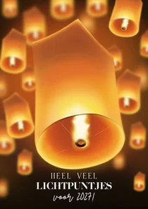 Moderne kerstkaart wensballon veel lichtpuntjes voor 2027!