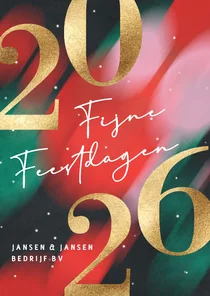 Moderne kerstkaart zakelijk 2026 groen en rood