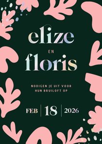 Moderne kunstzinnig trouwkaart met vormen groen holografisch