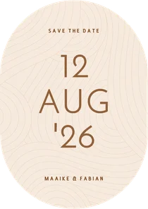 Moderne ovale save the date kaart met golvende lijnen