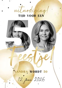 Moderne uitnodiging foto's 50 jaar verjaardag ballonnen