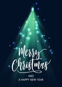 Moderne zakelijke kerstkaart kerstboom lichtjes