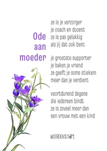 Moederdag kaart gedicht ode aan moeder