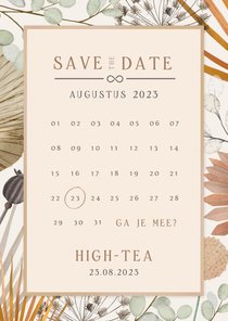 Moederdag Save the Date tegoedbon kalender met bloemen