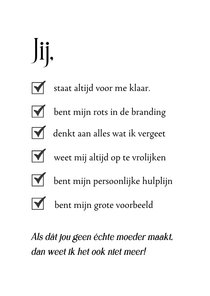 Moederdagkaart bonusmoeder checklist voor de beste moeder