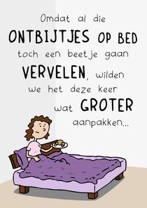 Moederdagkaart chocoladefondue op bed