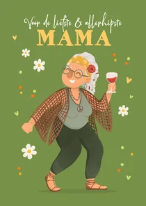 Moederdagkaart grappig hippie liefste mama humor