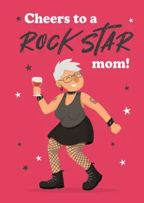 Moederdagkaart grappig rockstar mom humor cartoon