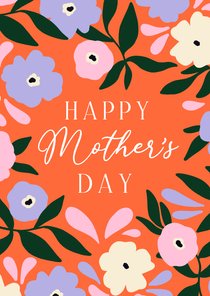 Moederdagkaart Happy Mother's day met bloemen
