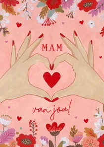 Moederdagkaart 'ik hou van jou' handen