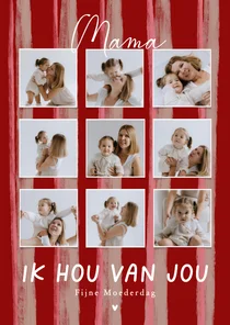 Moederdagkaart kleurrijke strepen fotocollage hou van jou