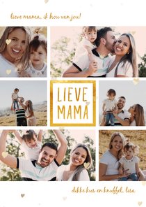 Moederdagkaart 'lieve mama' met 6 foto's