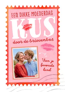 Moederdagkaart met postzegel en aanpasbare foto