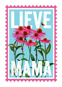 Moederdagkaart met roze zonnehoed