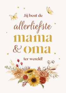 Moederdagkaart oma mama bloemen klassiek vlinders