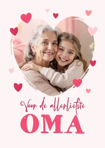 Moederdagkaart voor oma hartjes foto roze